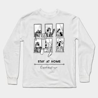 Stay At Home Funny Cat Social DIstancing Long Sleeve T-Shirt